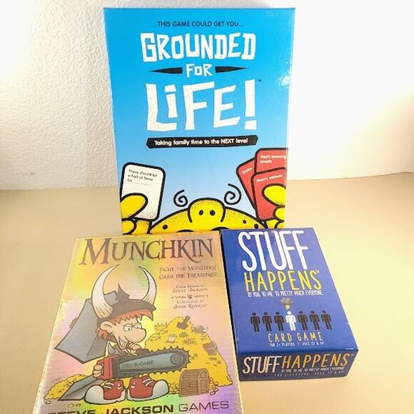 Family Board Game Bundle - Lot of 3 - Munchkin, Grounded for Life, Stuff Happens - Picture 1 of 11